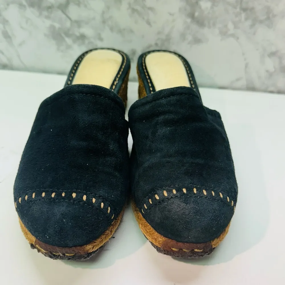 UGG Australia 1655 Women's blue suede closed toe slide mule wedge shoes sz US 8 - Image 5