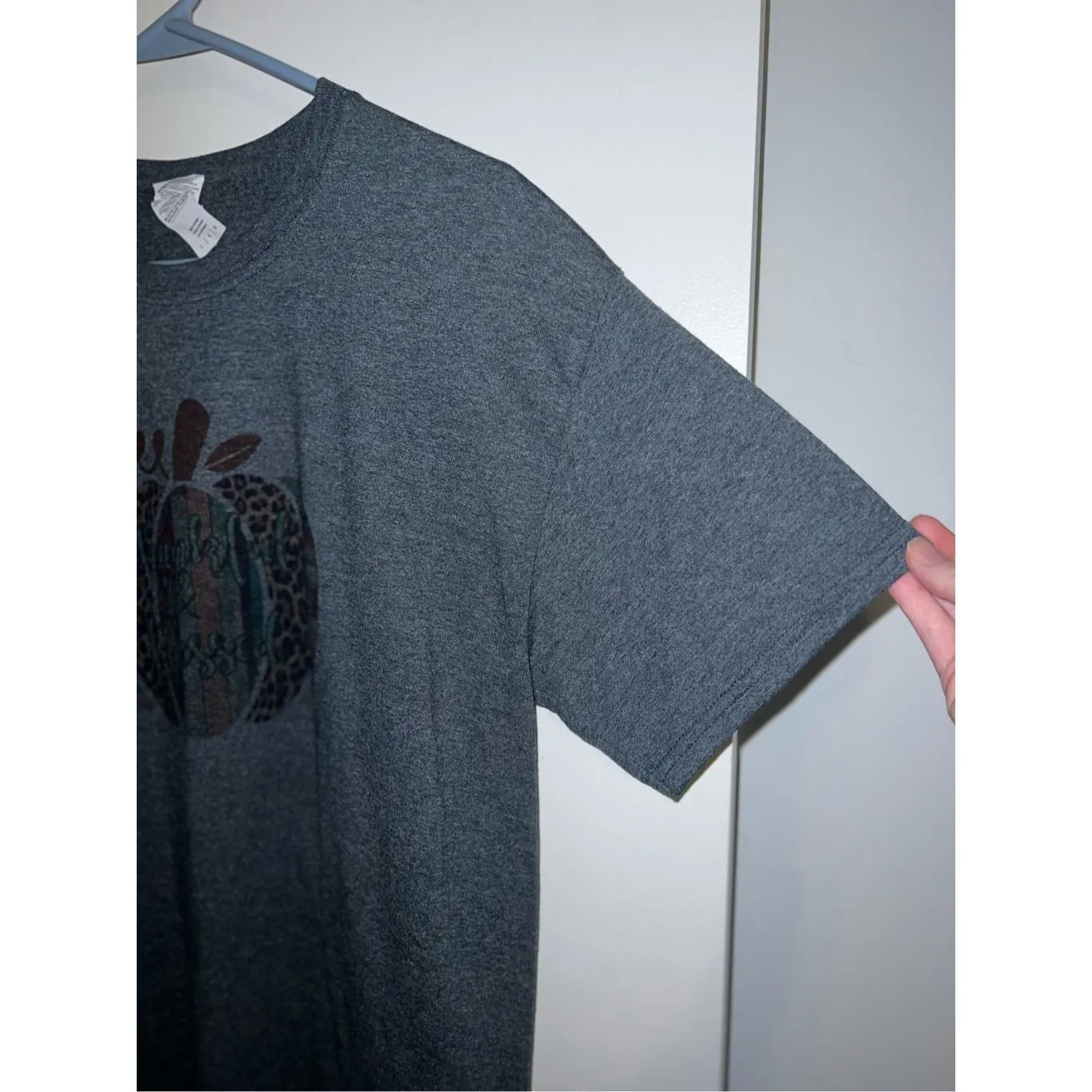 Blessed Thankful T-shirt Gildan Cotton Type Women’s Large Dark Gray Pumpkin - Image 5