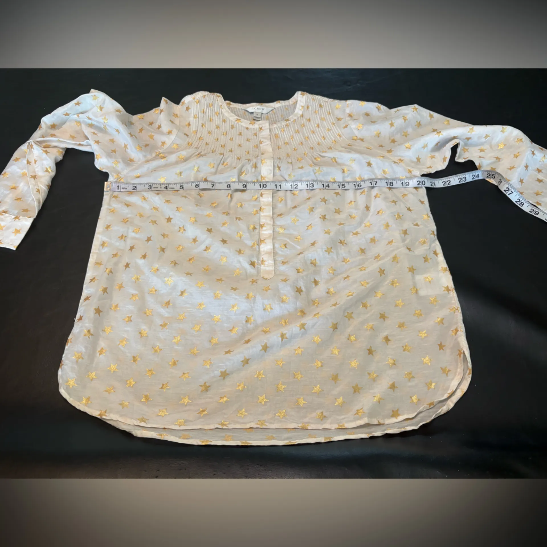 J. Crew White Blouse with Gold Star Pattern - Image 9