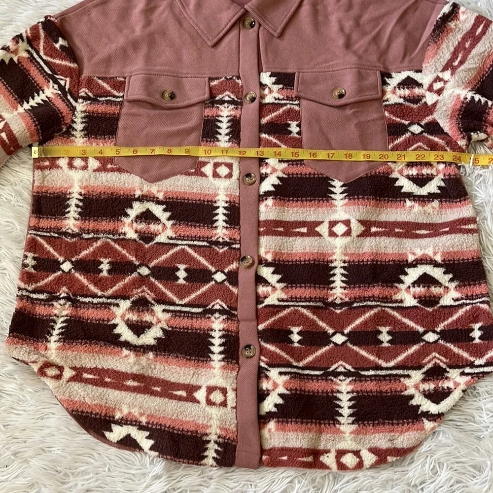 SheIn  Geo Pattern Flap Pocket Drop Shoulder Coat size XL - Image 6