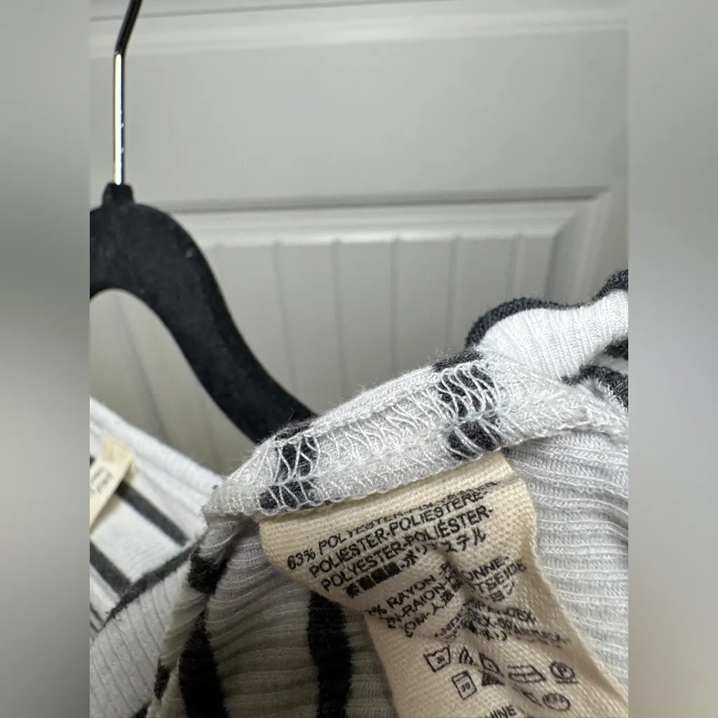 We The Free Good Find Ruffle Bell Sleeve Charcoal and Light Gray Stripes - Image 6