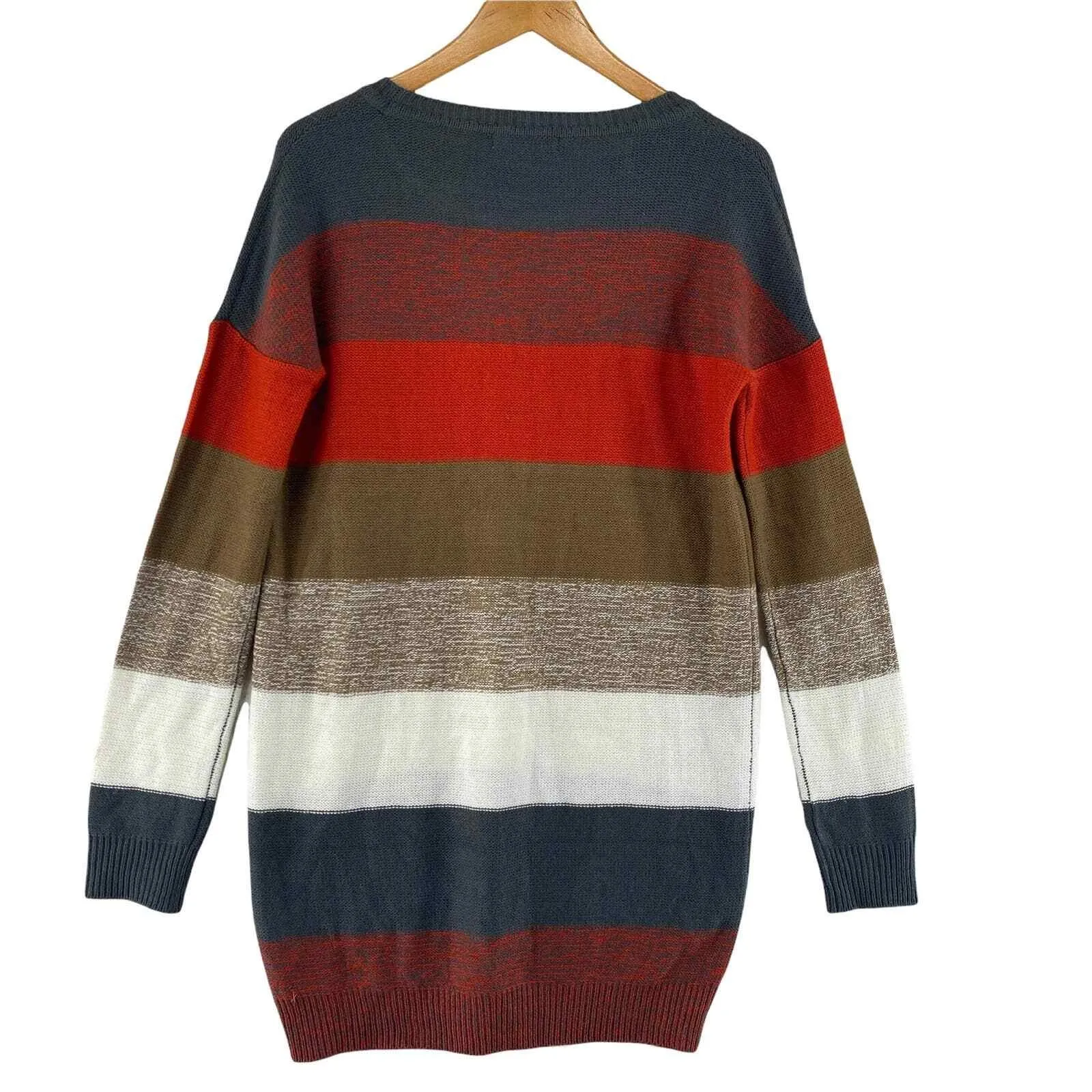 Jack by BB Dakota Sweater Dress Womens XS Orange Gray Striped Soft Acrylic Knit - Image 2