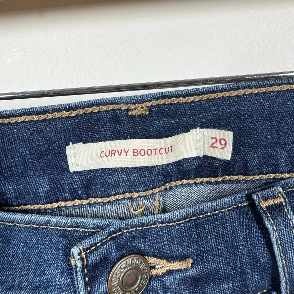 Levi Curvy Bootcut Jeans Women 29 Blue Dark Wash Western Boho Festival Concert - Image 10