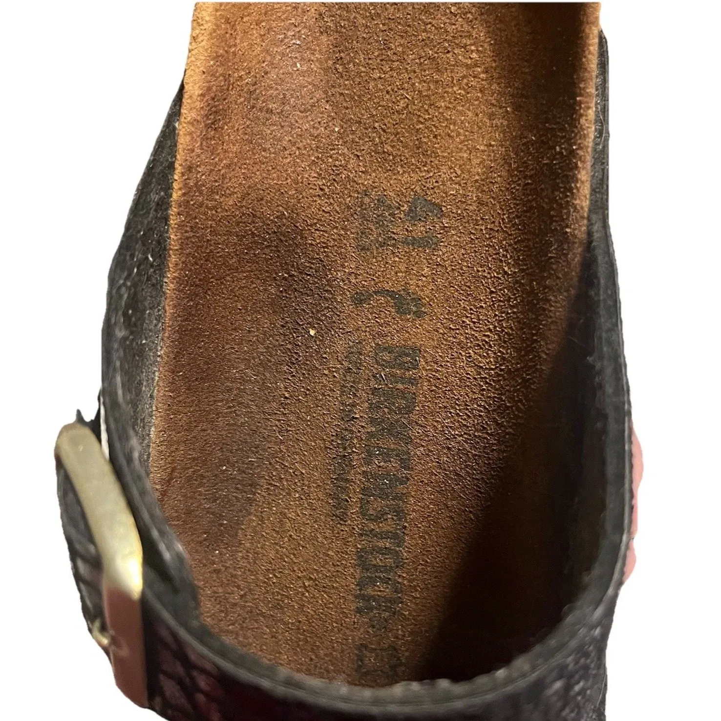 Birkenstock Arizona Shiny Snake Black Birko Flor Sandals Made in Germany Size 10 - Image 16