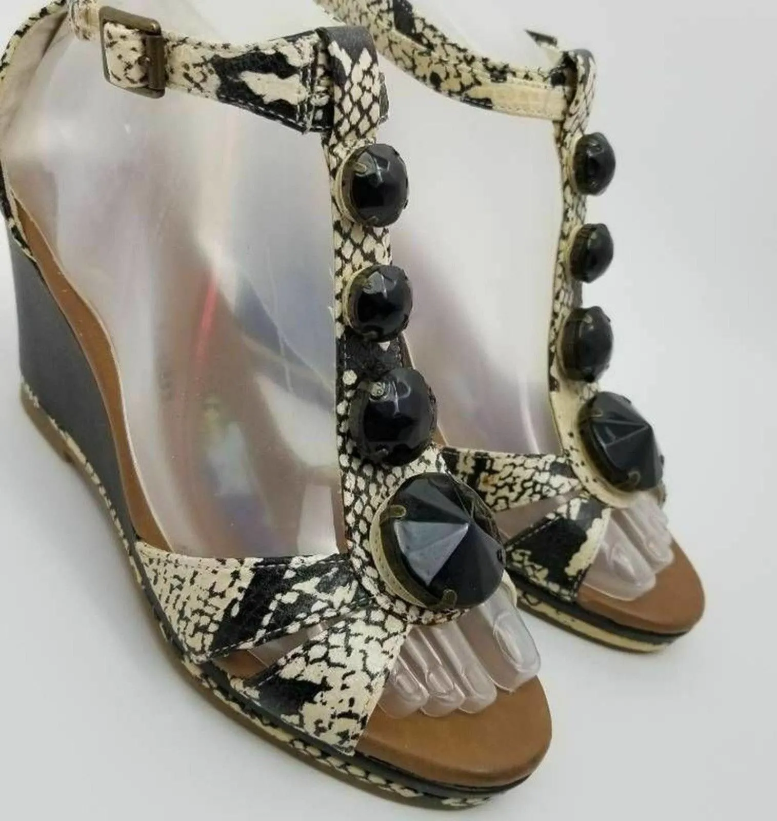 Libby Edelman Womens Platform Wedge Sandals Sz 6 Black - Image 10