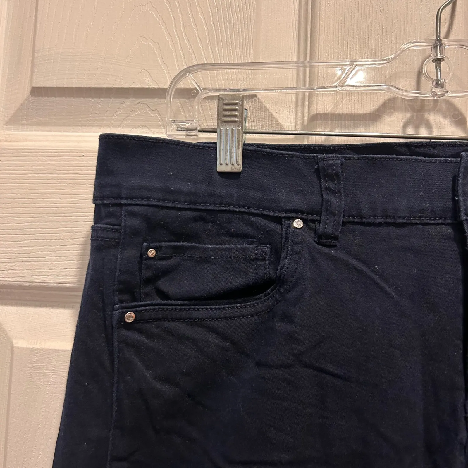 White House Black Market Skimmer Navy Blue Cropped Pants Women Size 14 Buttons - Image 4