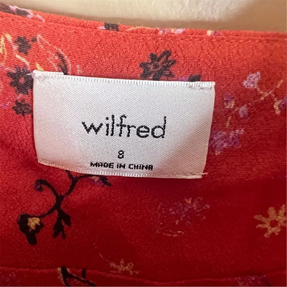 Aritizia Wilfred Heidi Women's Floral Tank Top Red Size 8‎ with Shoulder Ties - Image 4