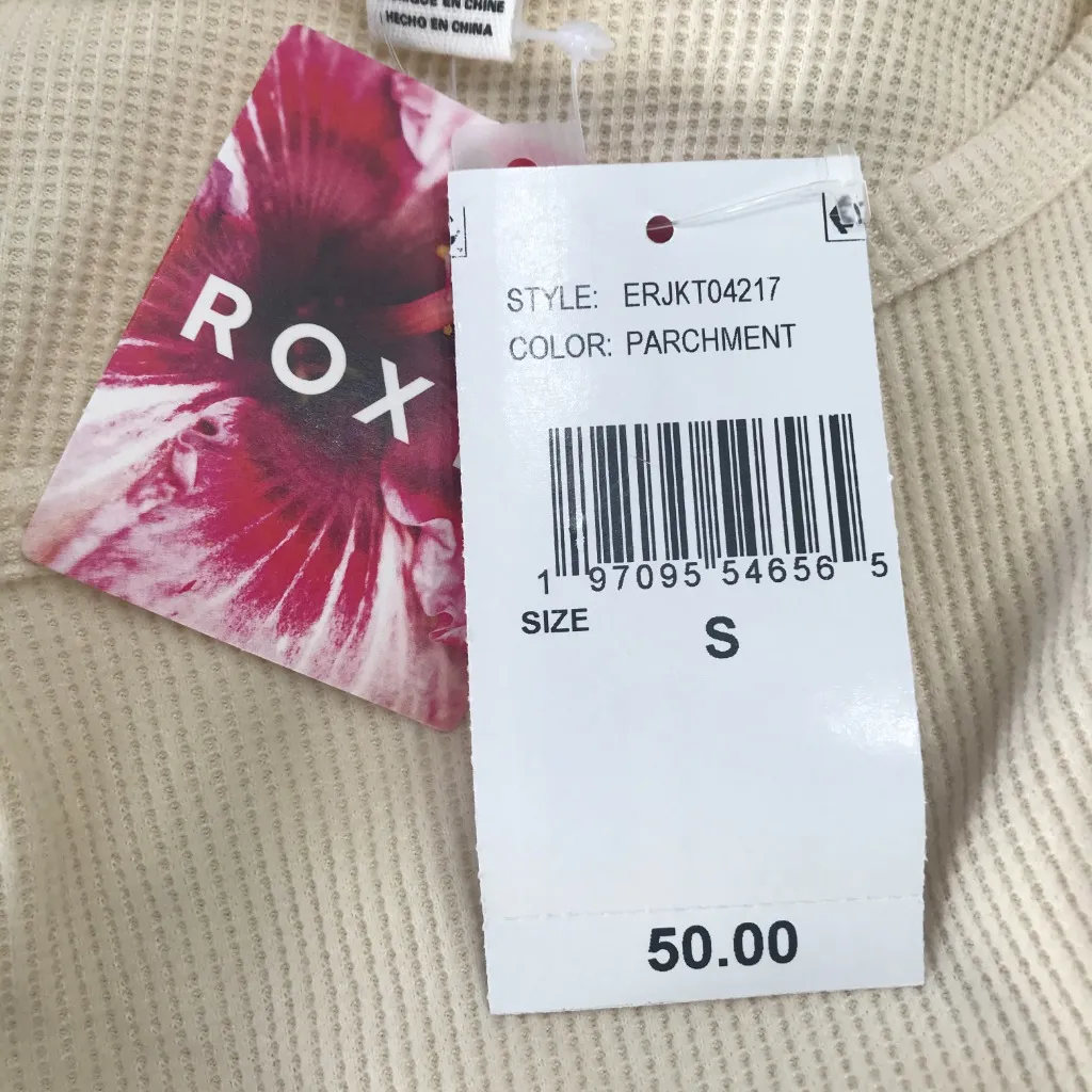 Roxy Women's Sandy Road Long Sleeve Top in Parchment size S NWT - Image 7