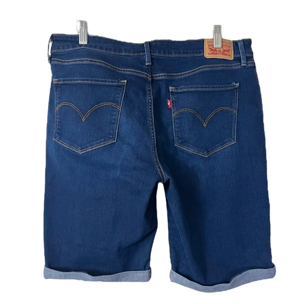 Levi’s Women’s Jean Denim Shorts 10” Bermuda Cuffed Mid Rise Dark Wash Size 32 - Image 2