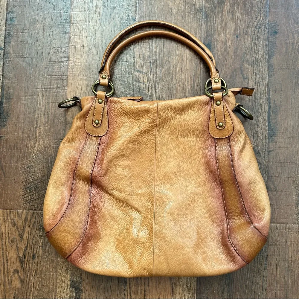 ombré tan/brown leather hobo shoulder bag - Image 3