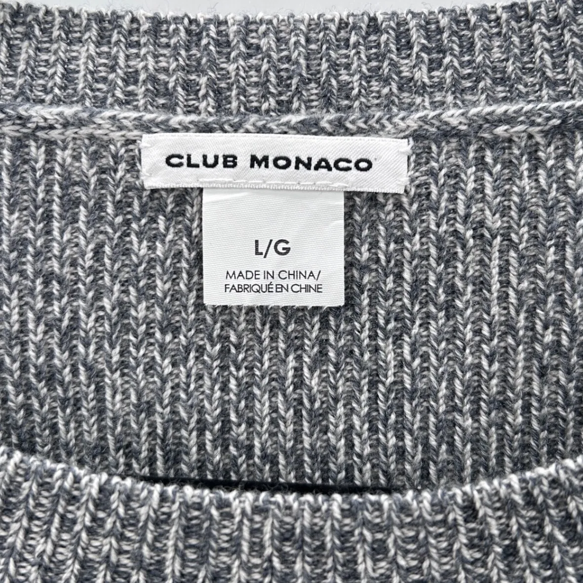 Club‎ Monaco Women Gray Ribbed Knit Ruffle Sleeve Sweater Top Large - Image 3