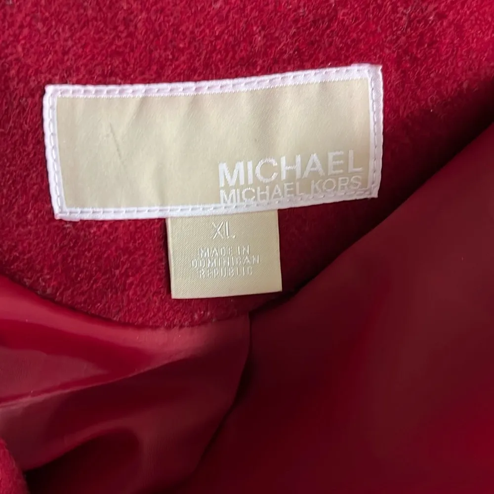 Michael Kors Asymmetric Belted Wrap Coat in Red, Size XL EXCELLENT! - Image 10