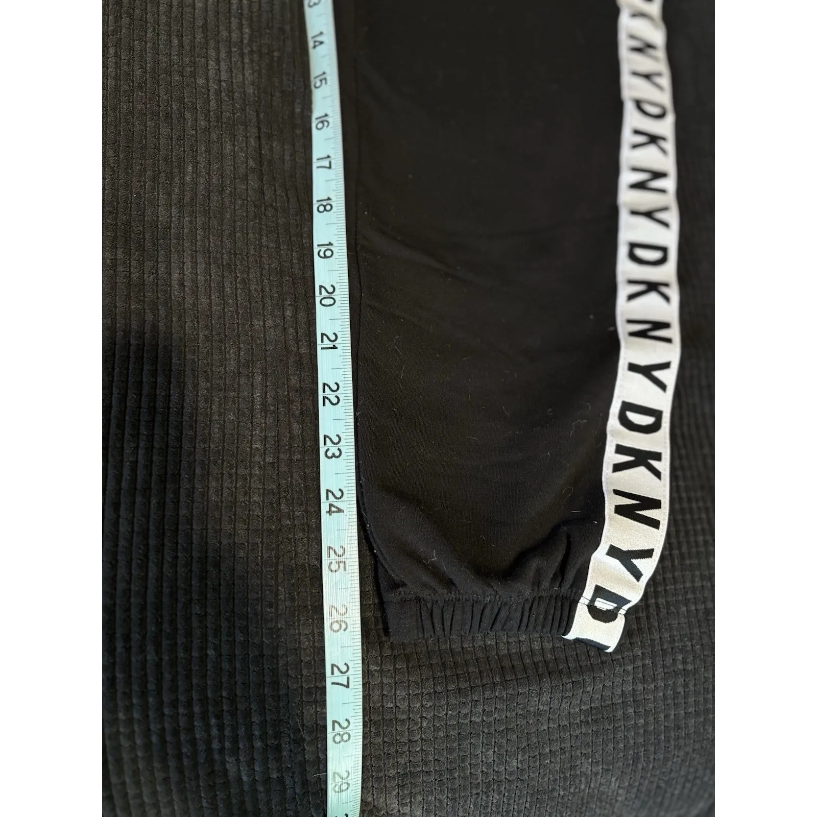 DKNY Black/White Logo Jogger Sweatpants Elastic/Tie Waist Pockets Size‎ Small - Image 6