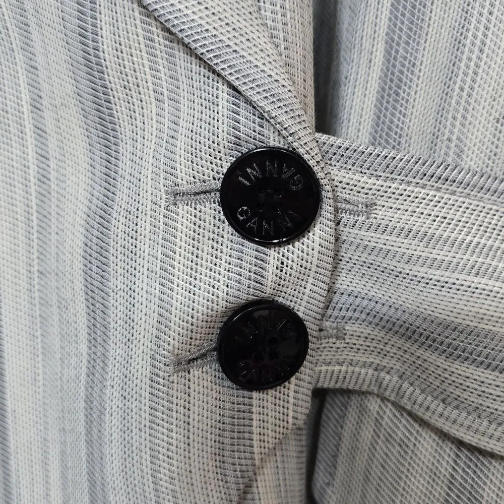 Ganni Womens Belted Phantom Striped Relaxed Jacquard Blazer‎ Sz EU 48 US 18 - Image 7