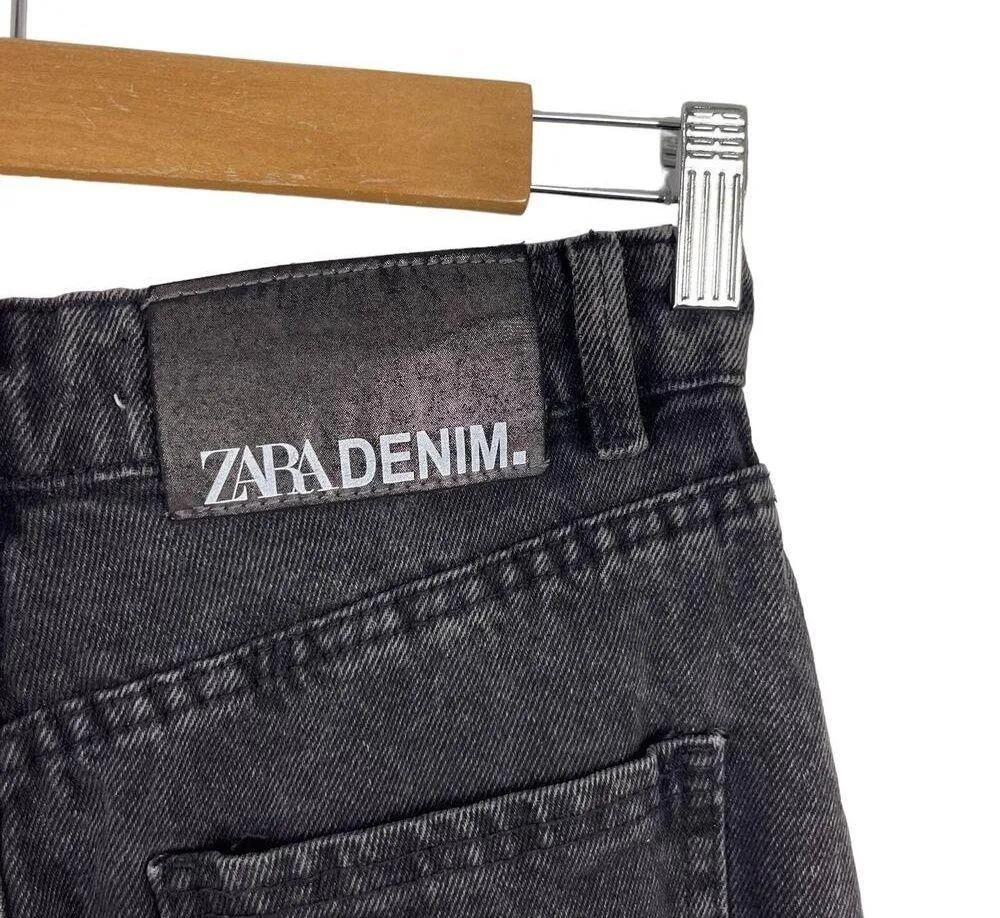 Zara Charcoal Black Slouchy Balloon Leg High Rise Jeans Denim Women’s Size 2 - Image 8