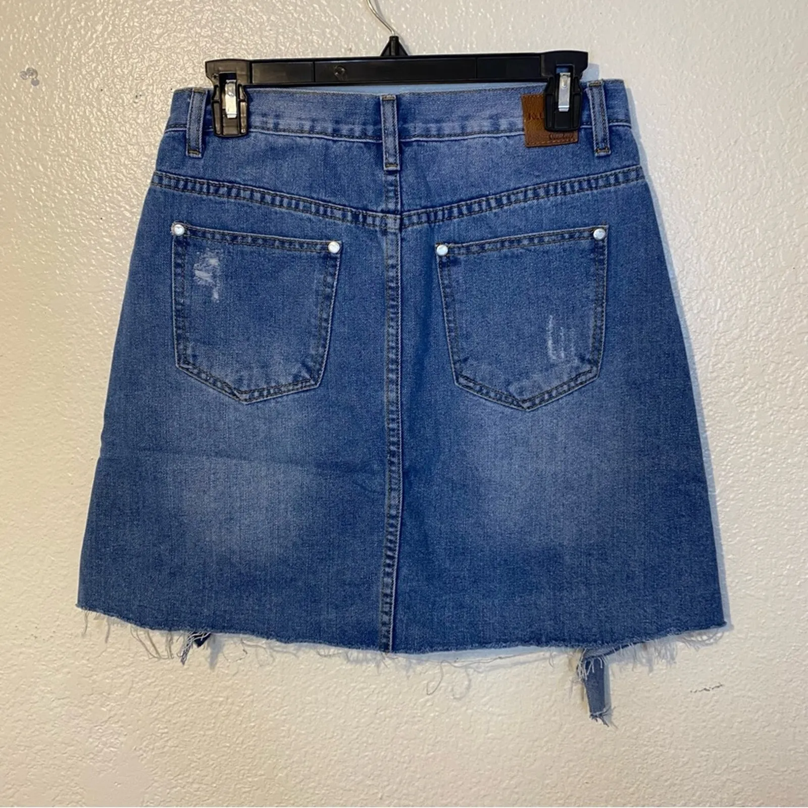 POL Distressed Jean Denim Mini Skirt Size Medium NWOT - Image 5