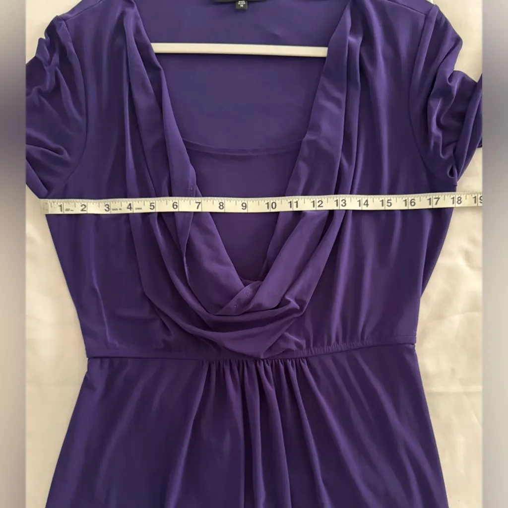 Tiana B Dress Women's Size Medium Purple Long Sleeve Cowl Neck Pleated Dress - Image 4