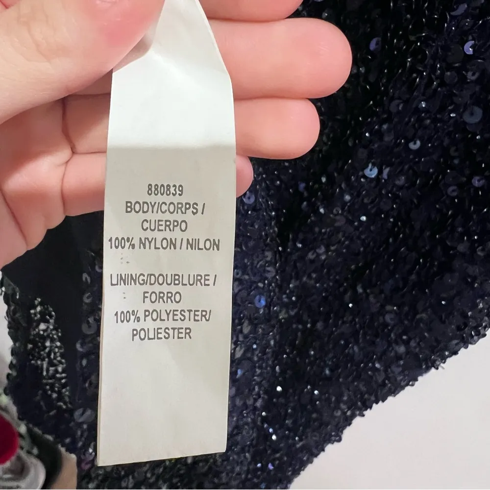 THEIA Sequin Formal Short Bodycon Dress Navy Size 12 - Image 12