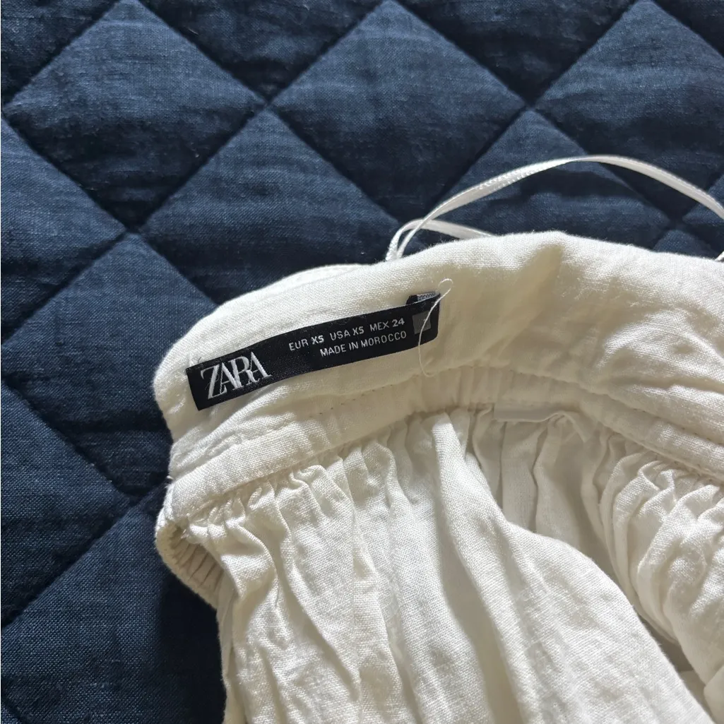 Zara White Strapless Ruffle Top - Image 4