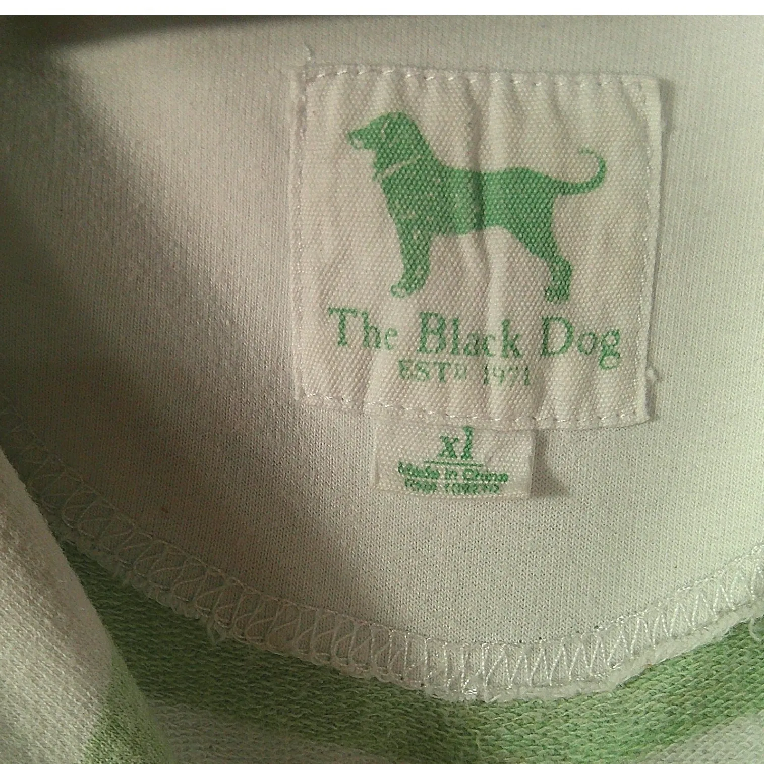 The Black Dog Striped Hooded Long Sleeve Shirt Women's XL‎ Logo Green & White - Image 6