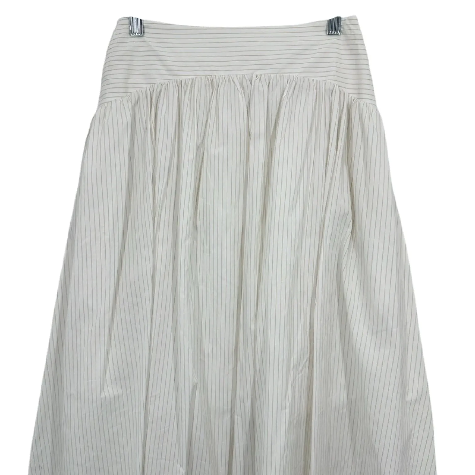 PARKER Julienne Striped White Pleated Maxi Skirt Pockets Size 2 Classic NWOT - Image 4