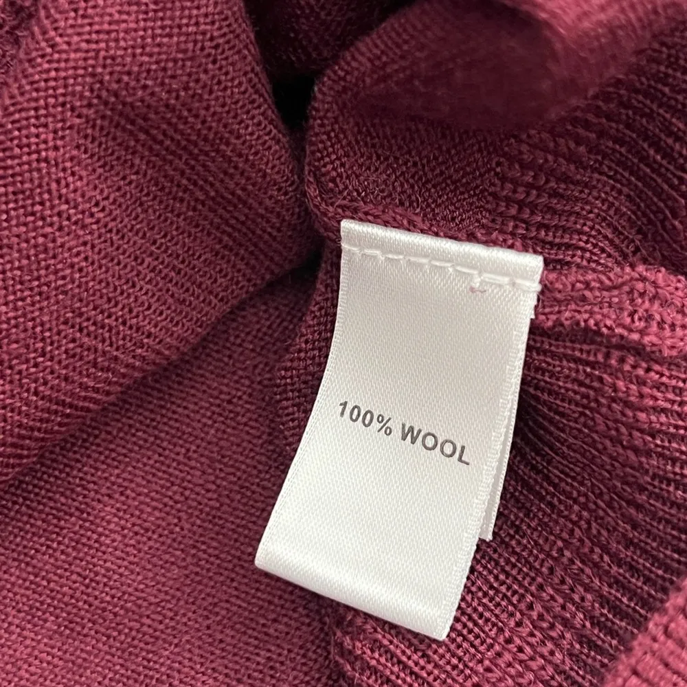 St. John Yellow Label Wool Button Front Cardigan | Burgundy Wine Red | P (US 2) - Image 7