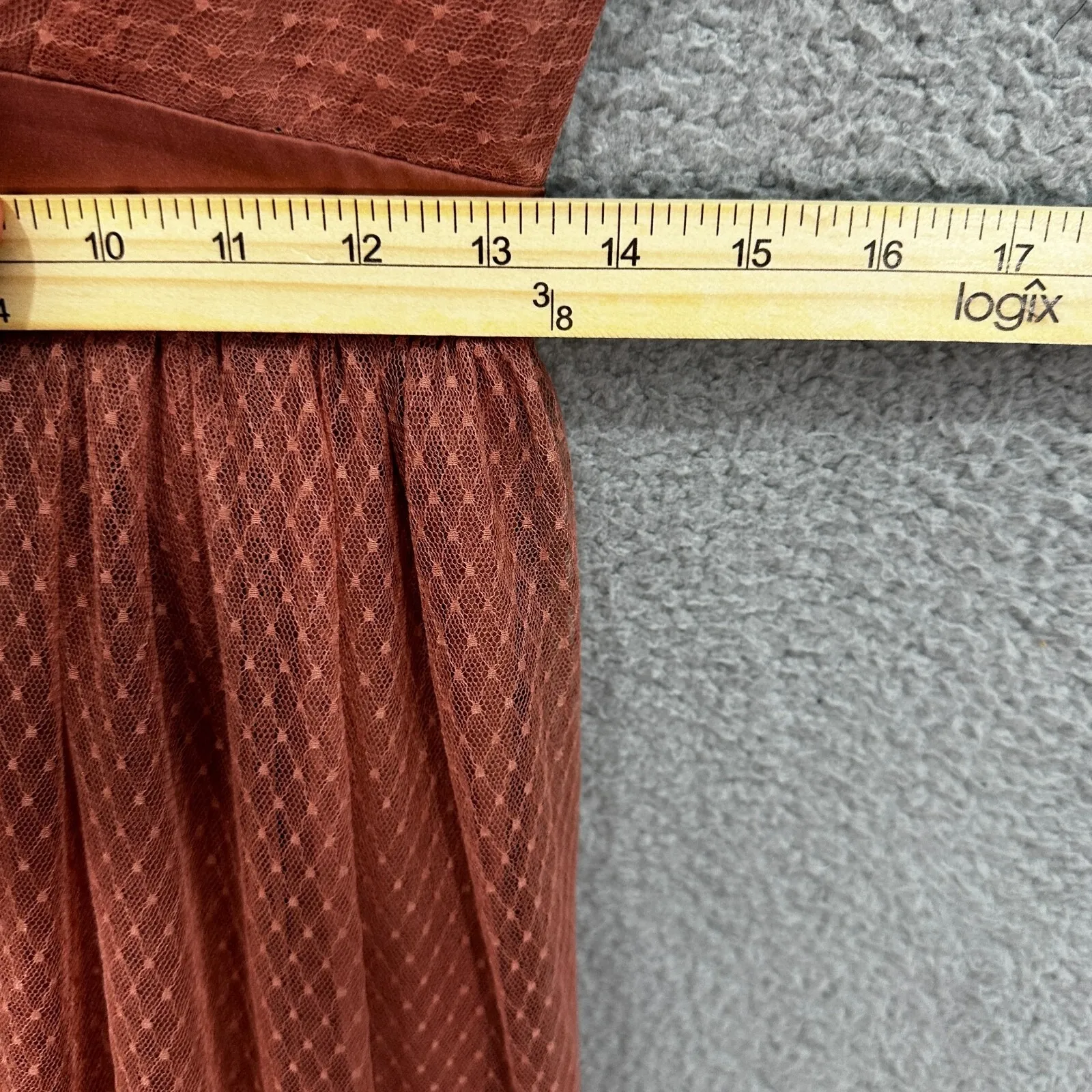 Express Dress 4 Fairycore Babydoll Tulle‎ Mesh Rust Polka Dot Romantic Cocktail - Image 6