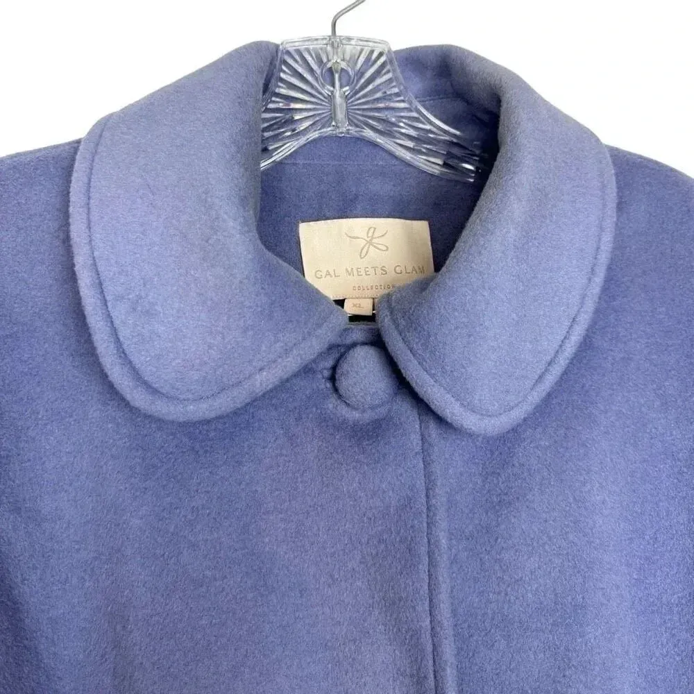 Gal Meets Glam Eloise Wool Blend Pea Coat XL Single Breasted French Blue Pockets - Image 6