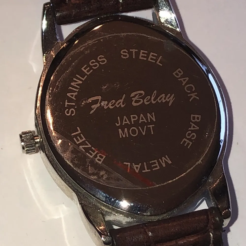 Fred Belay Burgundy Maroon CZ Rhinestone Genuine Leather Watch Wristwatch - Image 8