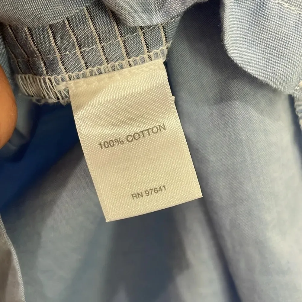 J.Jill Mixed Striped Button Down Tunic Blue White Colorblock 100% Cotton Small - Image 4