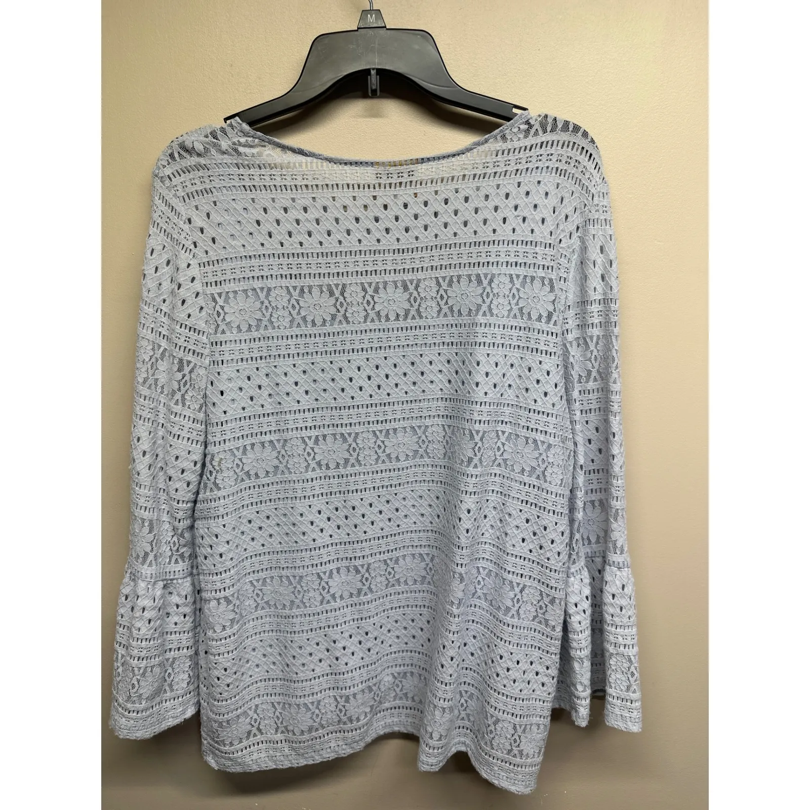 Ruby Rd. Womens Light Blue Lace Bell Sleeve Top Size M Size M - Image 3