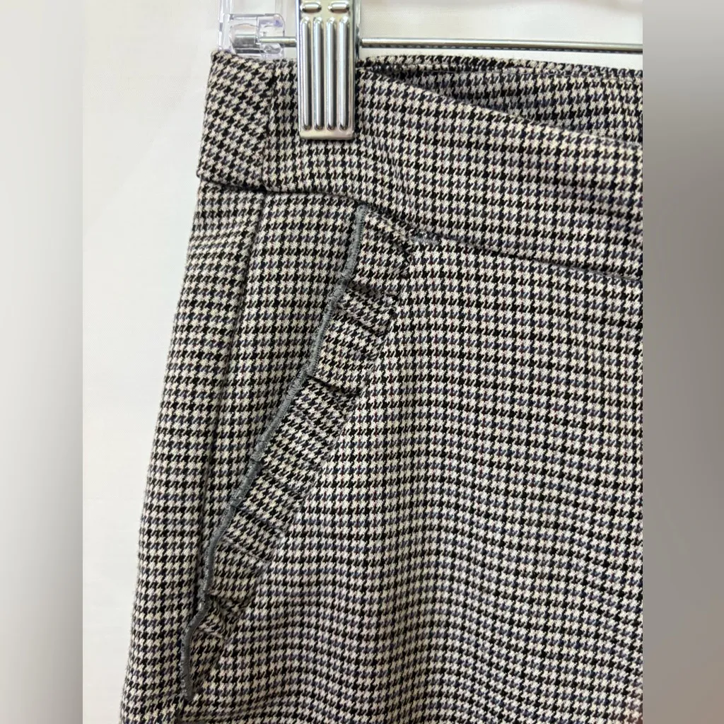 ZARA  Basic Houndstooth Black White Pants Ruffle Pockets‎ Size Small - Image 4