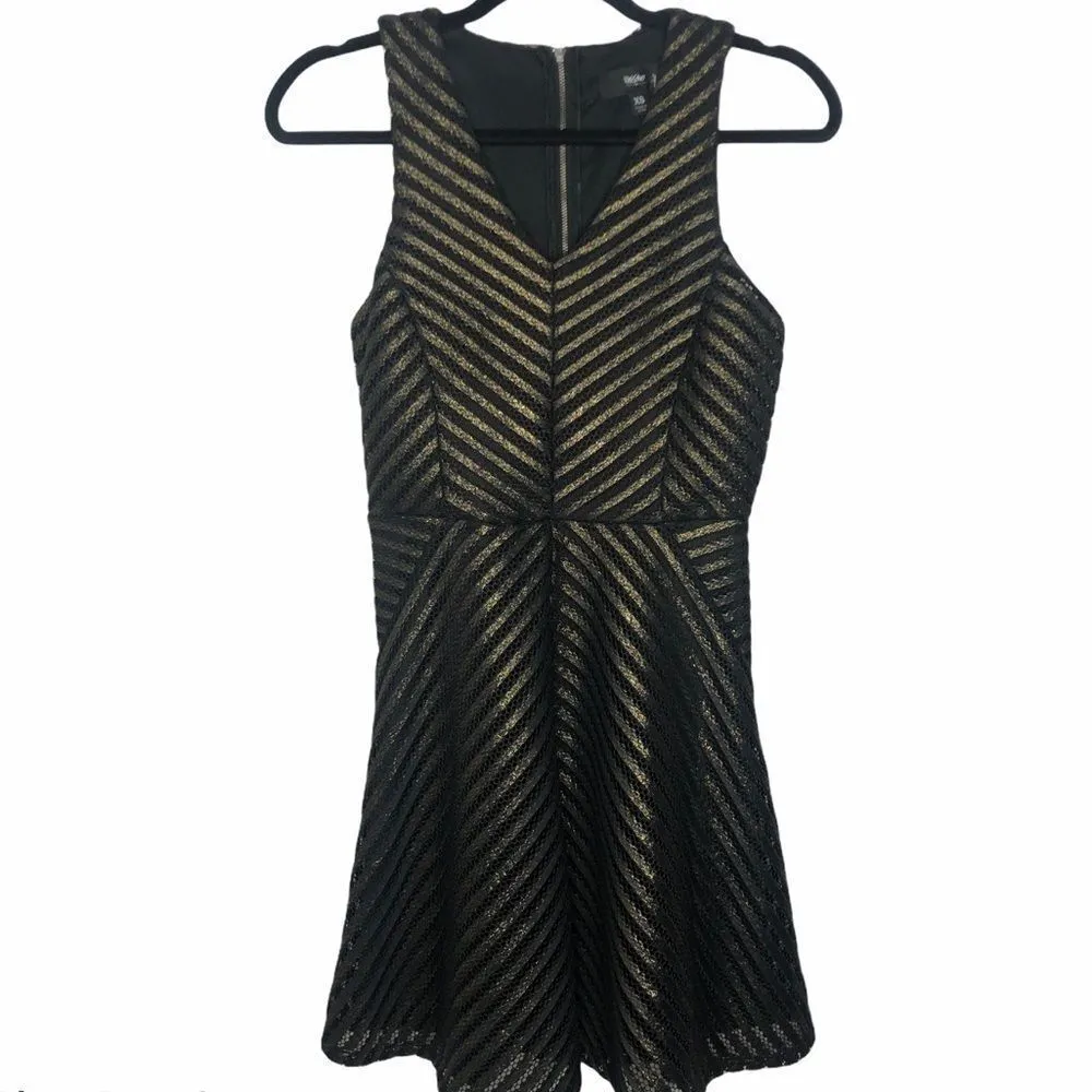 Mossimo A Line Metallic Gold Chevron Sleeveless Fit and Flare Mini Dress - Image 4