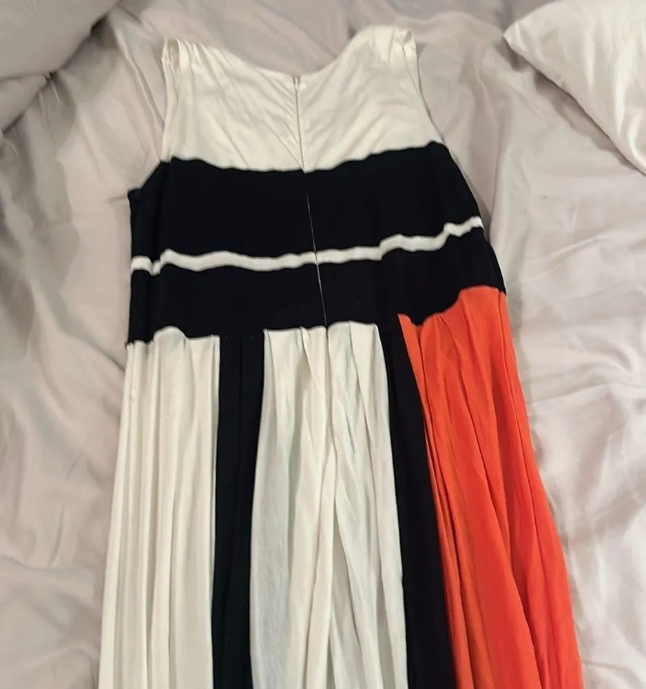 French Connection size 10 maxi dress navy white scoop neck sleeveless - Image 3