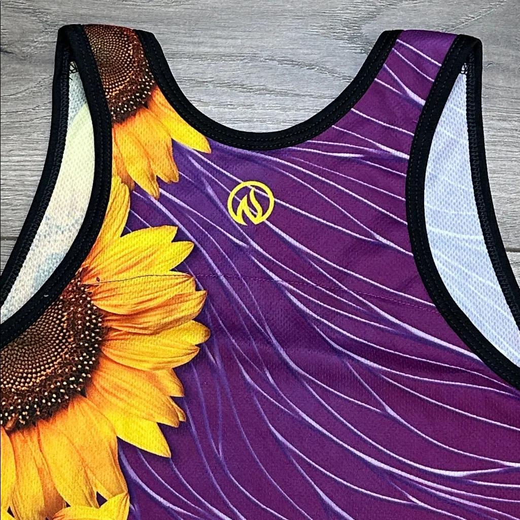 INKnBURN Sunflower Singlet Running Training Tank Purple Yellow Size Large - Image 4