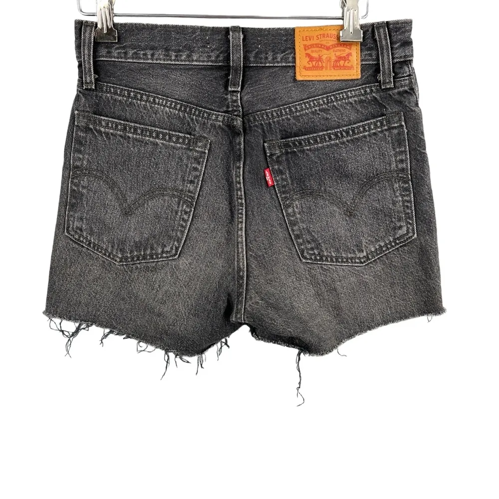 Levis Wedgie Fit Black Denim Cut Off Shorts Studded Rhinestone High Rise Size 26 - Image 3