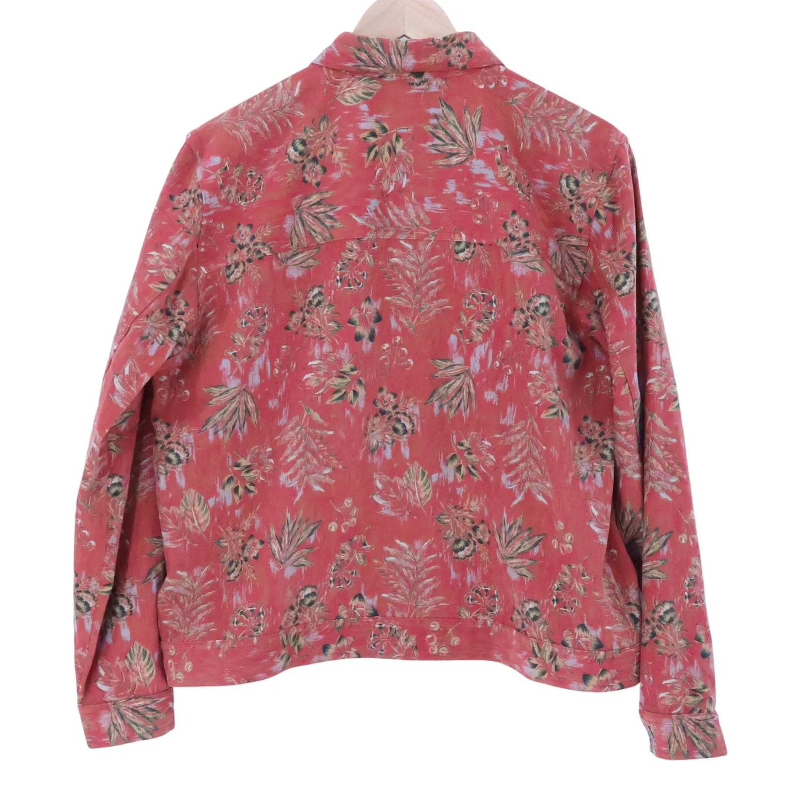 Vtg 90s Floral Button Down Shirt Jacket Womens Shacket Western Stretch Size‎ L - Image 2
