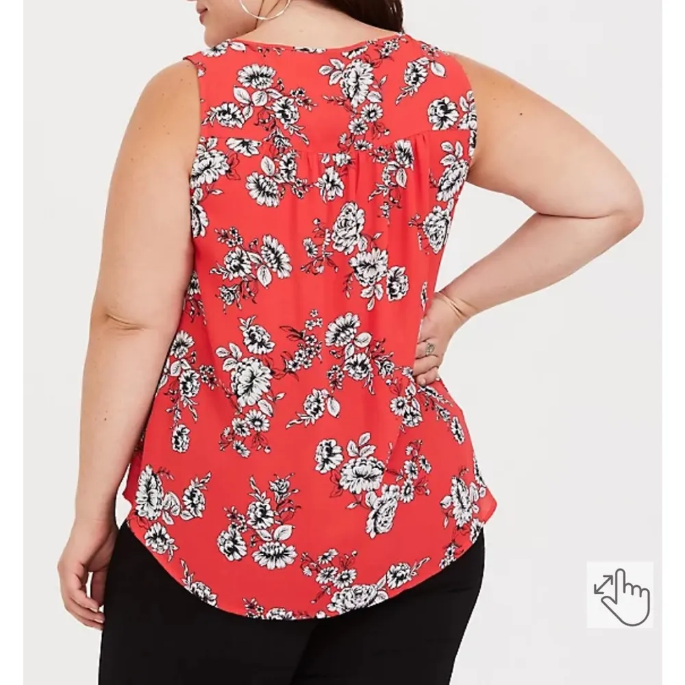 Torrid Georgette Sleeveless Keyhole Tank Top in Orange Floral Size 4X Plus Size - Image 3