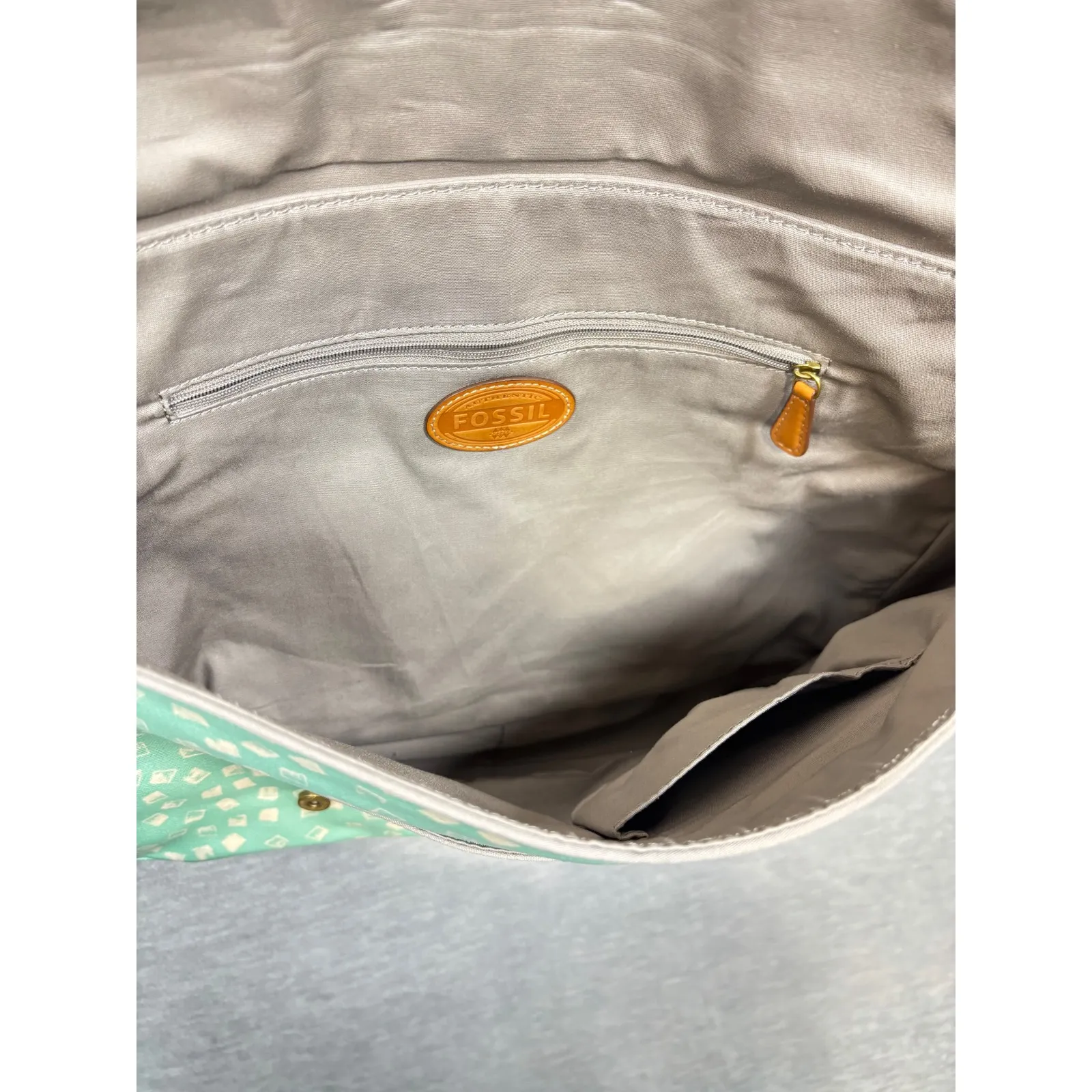 Fossil Crossbody Messenger Bag Green‎ Laptop Coated Laminated - Image 6