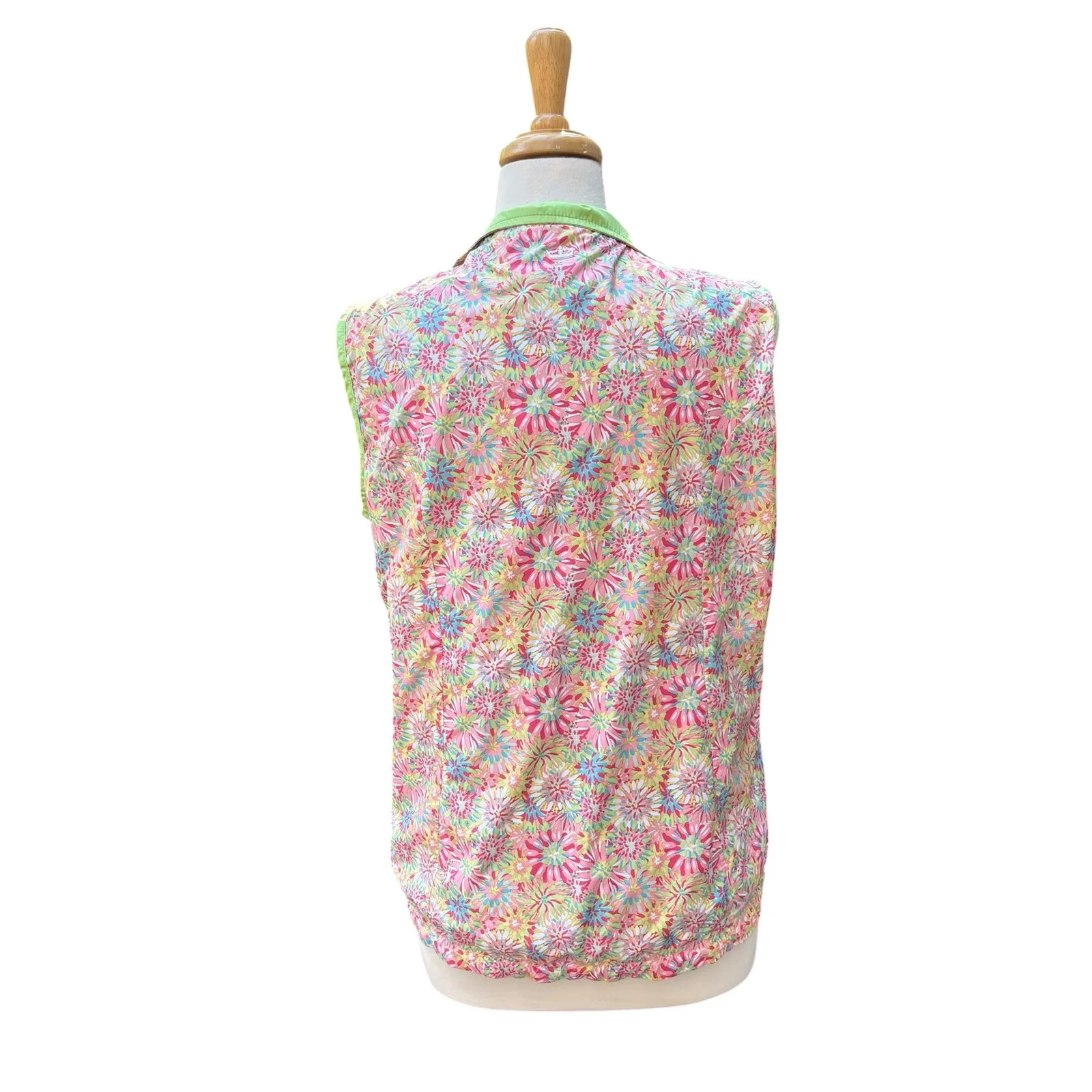 Peter Millar Vest Sz L E4 Wind Performance Golf Green Floral Reversible Full Zip - Image 3