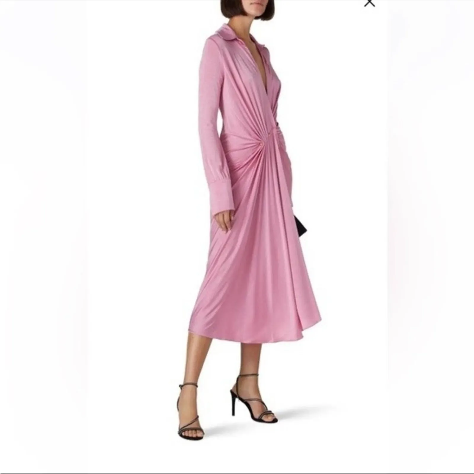 Dodo Bar Or Lorenne pink draped long sleeve midi dress Size 10 - Image 12