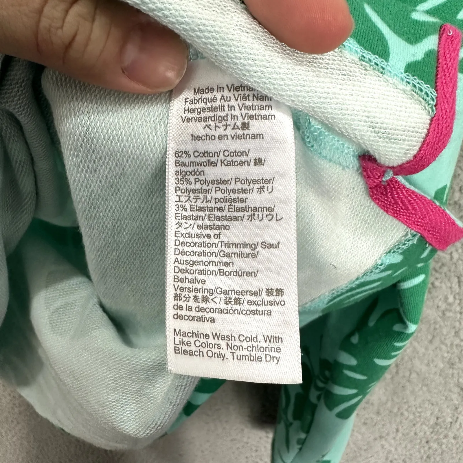 J.Crew Hoodie Women XS Aqua Green Tropical Floral Print Coastal Resort Surf Boho - Image 6