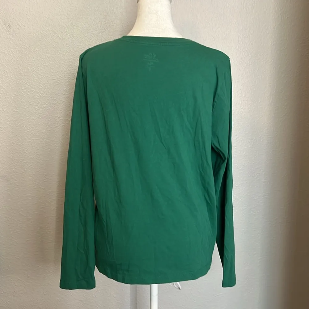 JCrew Essentials Long Sleeve Pocket TShirt Green Size Medium - Image 4