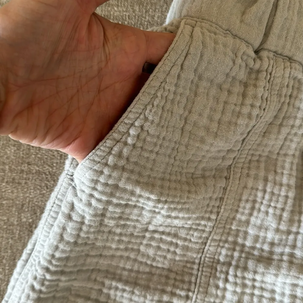 Madewell Easy Pull On Light Spun Cotton Gauze Gray Blue Shorts Pockets XS - Image 3