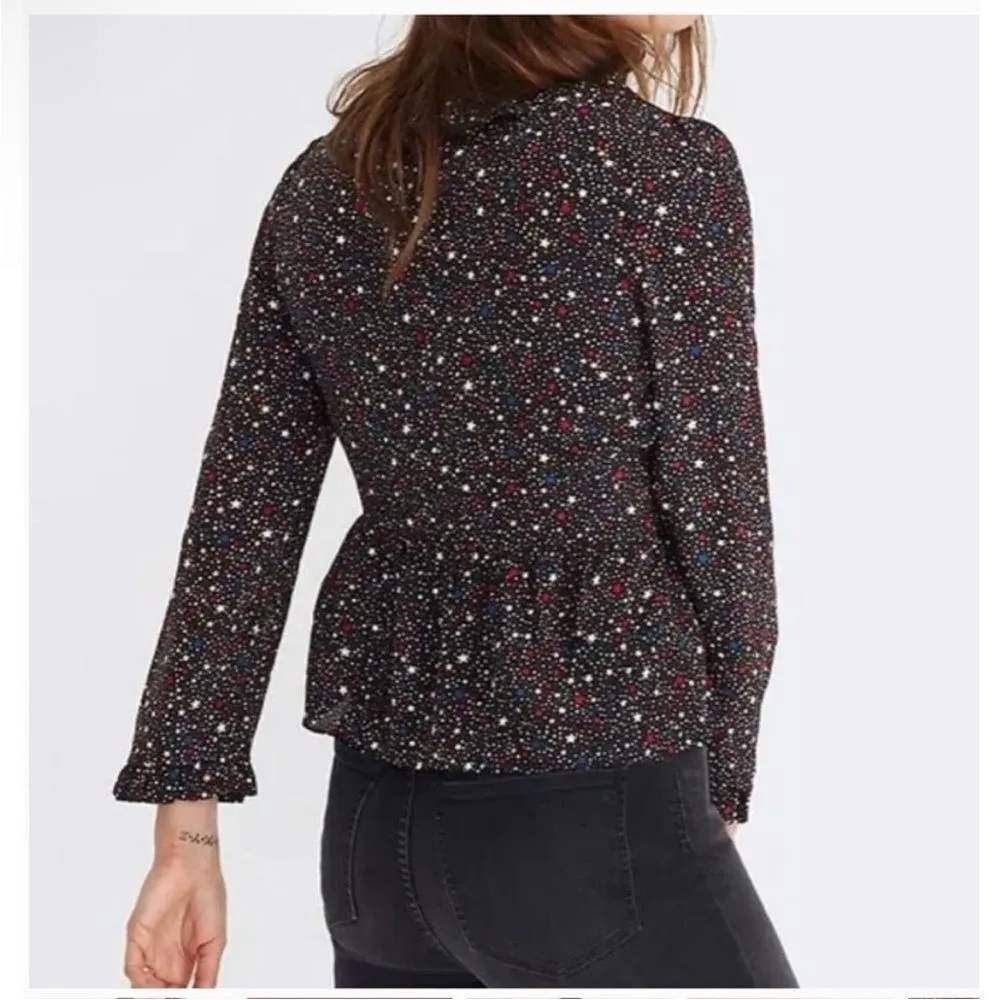 Madewell Starry Night Silk Ruffle Tie Top Size Xs - Image 2