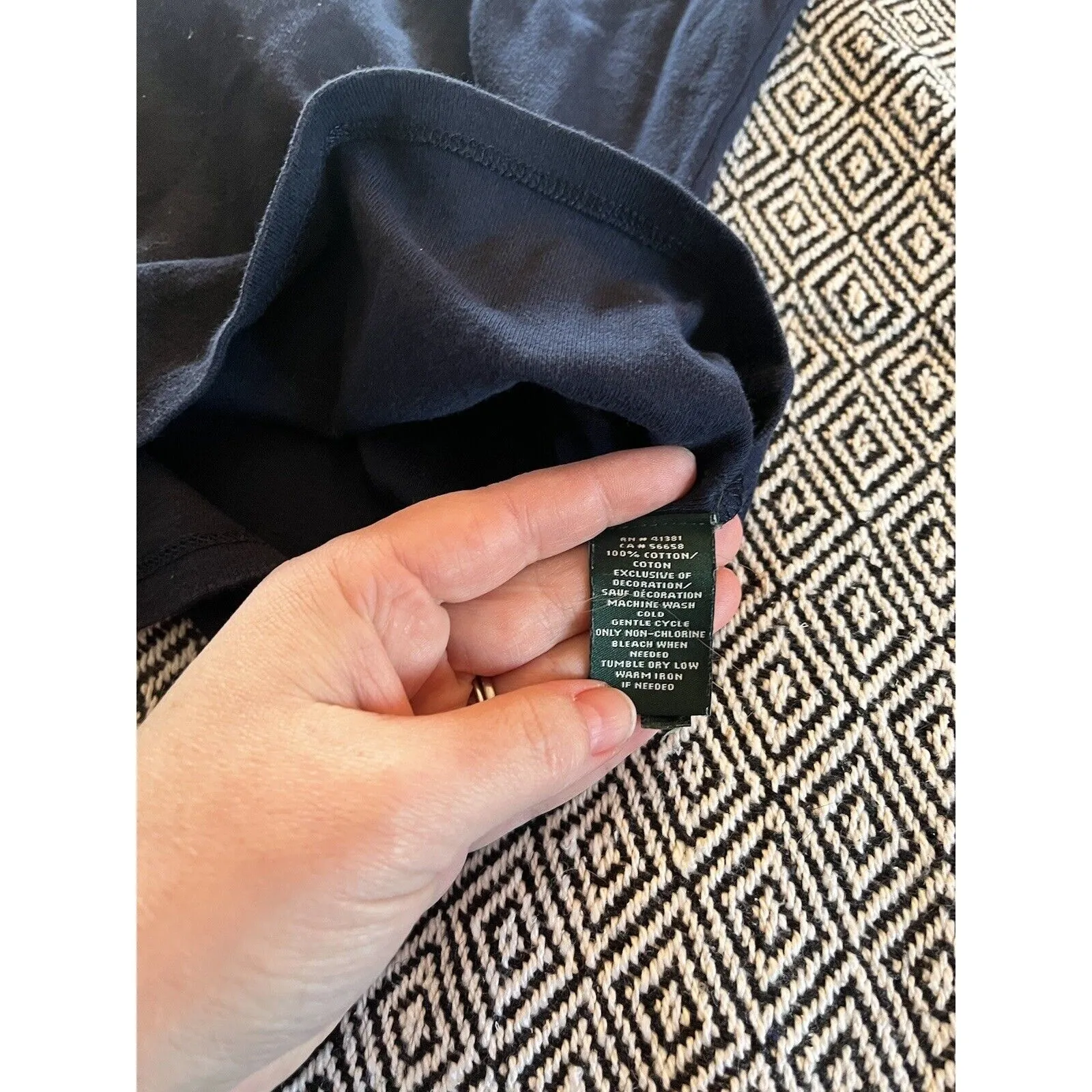 Lauren Ralph Lauren Shirt Womens Small Blue Elbow Sleeve Pullover V Neck Cotton - Image 7