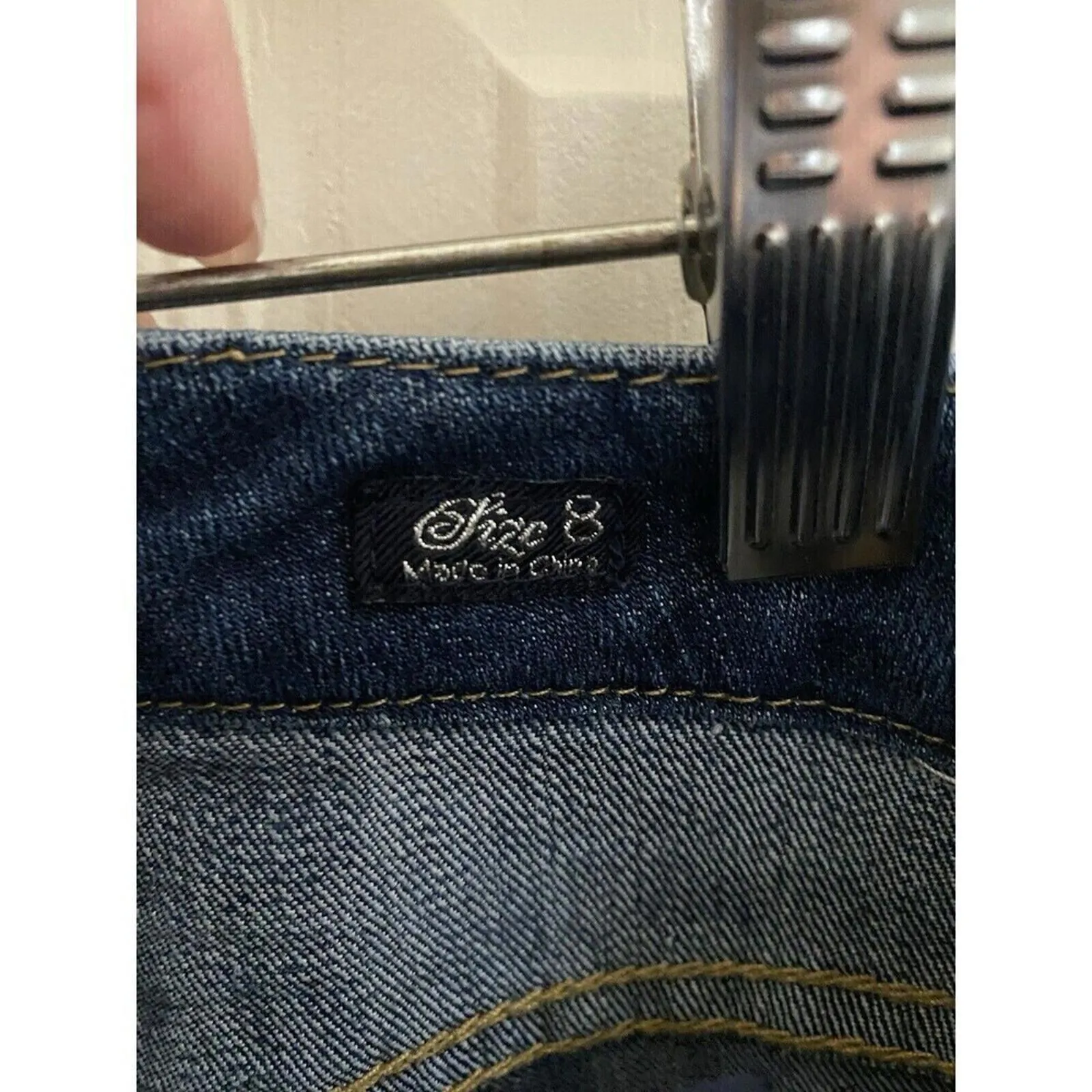 Seven7 Studio Wide Leg High Rise Studded Pockets Dark Wash Jeans Sz 8 - Image 4