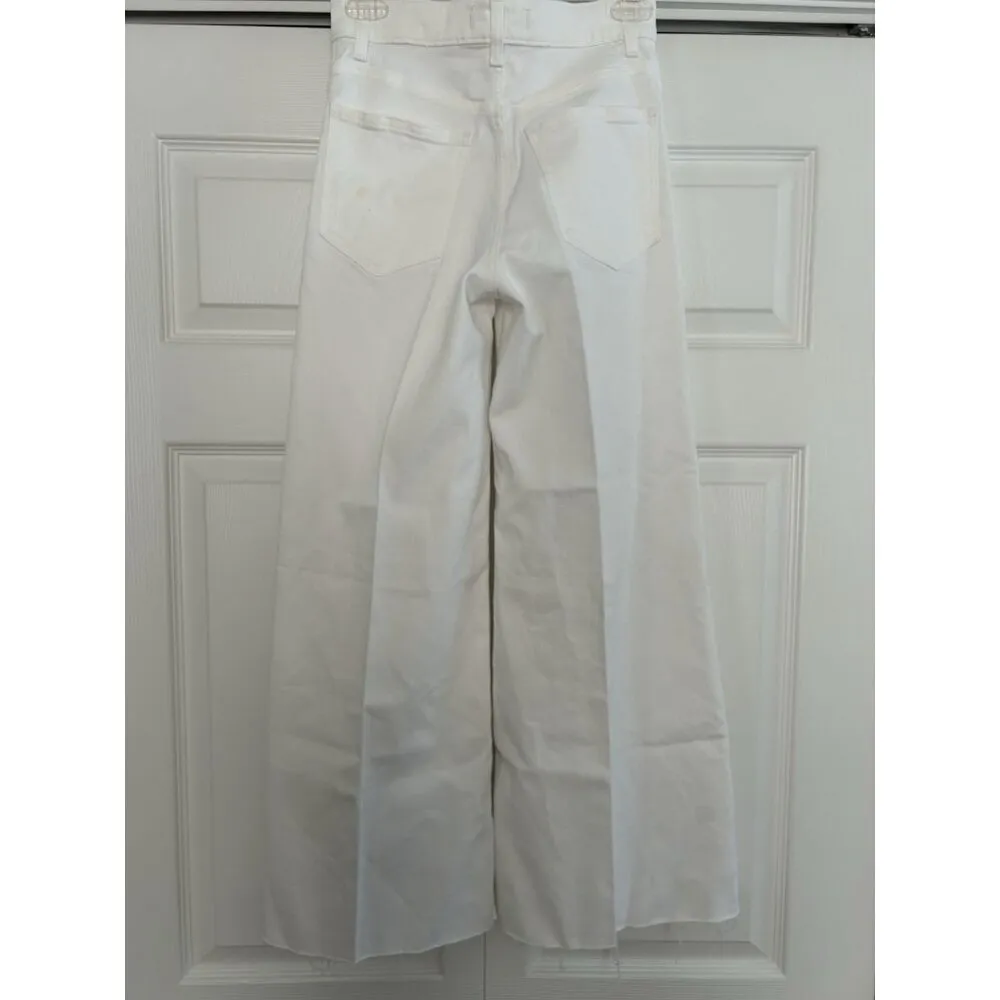 Madewell $138 High Rise Flared Wide-Leg Crop Raw Hem Jeans White Size 25 - Image 10