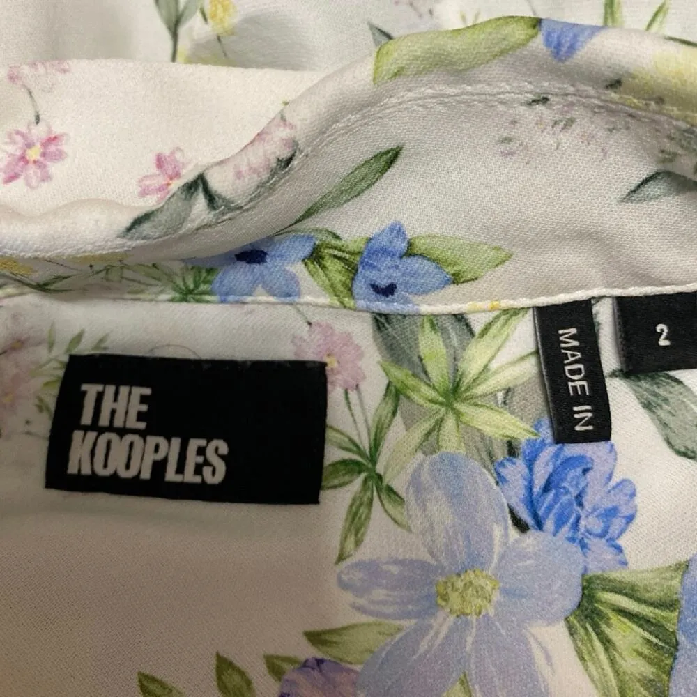 The Kooples Womens White Floral Elastic Hem Zip Up Collar Woven Crop Jacket Sz 2 - Image 4