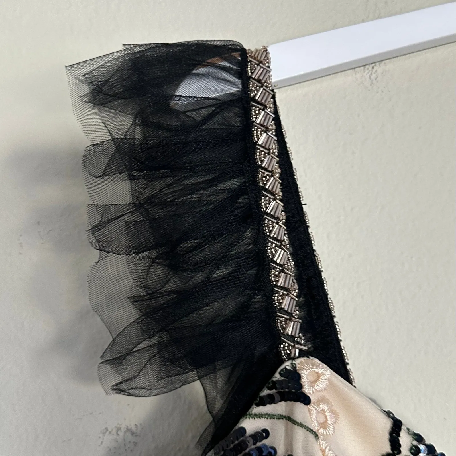 Lulus Show Stopper Cream Embroidered Sequin‎ Bodycon Maxi Dress XS Tulle Gown - Image 10